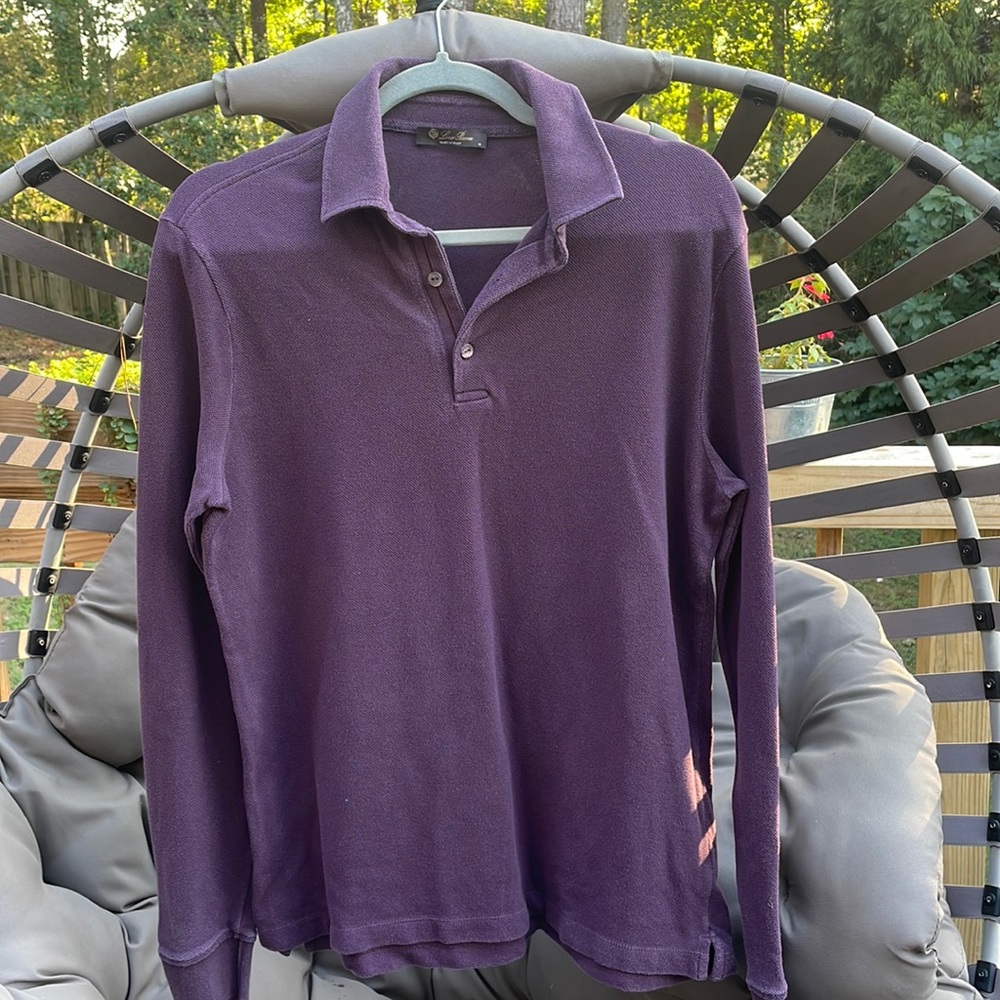 LORO PIANA Cotton-Piqué Burgundy Polo Shirt Size M